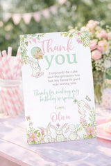 Bunny Thank You Card EDITABLE Template, Garden Party Card, INSTANT DOWNLOAD