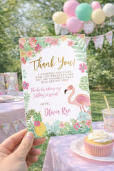 Flamingo Thank You Cards, EDITABLE, Flamingle Birthday Party, Tropical Birthday Decorations, INSTANT DOWNLOAD