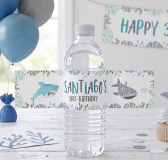 Shark Birthday Water Bottle Labels, Under the Sea EDITABLE (Digital Download)