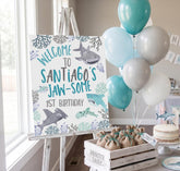 Shark Birthday Welcome Sign, Under the Sea Party (INSTANT DOWNLOAD)