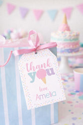 Ice Cream Favor Tags, Editable Birthday Party Thank You (Instant Download)