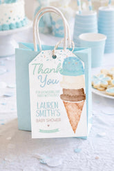 Ice Cream Baby Shower Favor Tags, Watercolor Sprinkle (Digital Download)