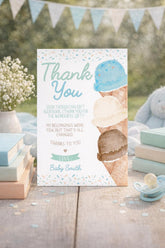 Ice Cream Baby Shower Thank You Card Editable Template, Watercolor (Digital Instant Download)