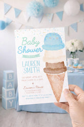 Ice Cream Baby Shower Invitation Editable Template, Watercolor Design (Digital INSTANT Download)