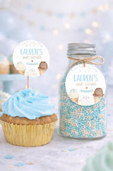 Ice Cream Baby Shower Cupcake Toppers or Labels Editable Template, (Digital Instant Download)