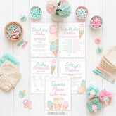 Ice Cream Baby Shower Games Editable Templates, (Digital Instant Download)