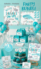 Editable Shark Birthday Party Bundle (Digital Download)