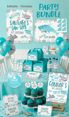 Editable Shark Birthday Party Bundle (Digital Download)