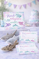 Shark Adoption Center Sign and Certificates, Birthday Party Games (Instant Download)