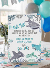 Editable Shark Thank You Cards, Under the Sea Birthday (Instant Download)