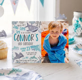 Shark Birthday Invitation with Photo, Fintastic Jawsome Theme (Instant Download)