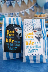 Shark Birthday Favor Tags, Printable Thank You (Instant Download)