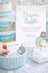 Ice Cream Diaper Raffle Sign and Cards, Baby Shower (Digital Download)
