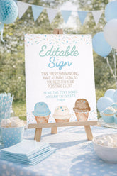 Ice Cream Baby Shower Editable Sign Template (Digital Instant Download)