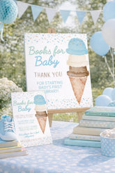 Ice Cream Baby Shower Books for Baby Sign and Card (Digital Download)