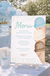 Ice Cream Baby Shower Menu Editable Template, Watercolor Food Table Sign (Digital Instant Download)