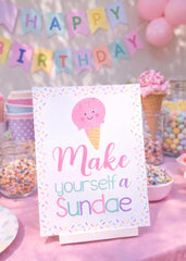 Ice Cream Bar Sign Birthday Party Decor (Digital Instant Download)