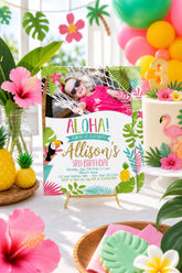 Luau Birthday Invitation with Photo, Tropical Party (INSTANT DOWNLOAD)