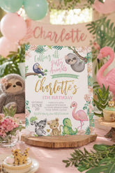 Safari Girl Birthday Invitation, Jungle Animals (INSTANT DOWNLOAD)
