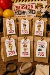 Detective Party Favor Tags, Spy Birthday, Printable Thank You (Digital File)