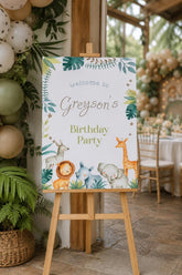 Safari Welcome Sign for Birthday Party Decorations, Wild One Party, Instant Download
