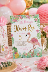 Flamingo Birthday Invitation, EDITABLE, Tropical Theme (INSTANT DOWNLOAD)