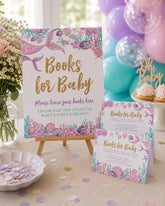Mermaid Baby Shower Books for Baby Sign and Insert Editable Templates (Digital Instant Download)