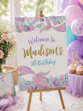 Mermaid Party Welcome Sign Editable Template (Digital Instant Download)