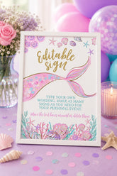 Mermaid Sign Editable Template for any celebration (Digital Instant Download)