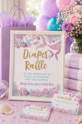 Mermaid Baby Shower Diaper Raffle Sign and Tickets (Digital Download)
