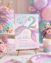 Mermaid 2nd Birthday Invitation, Under the Sea Party (Editable Template, Digital Download)