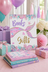 Mermaid Baby Shower Games Sign, Editable Mermosa Bar, Books & Gifts (Digital Download)