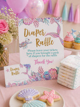 Mermaid Baby Shower Diaper Raffle Editable Sign and Tickets, Digital Printable, Instant Download