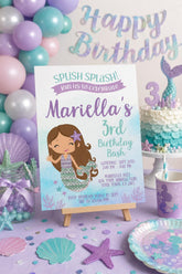 Purple and Teal Mermaid Birthday Invitation, EDIT YOURSELF (Digital Invitation)