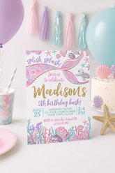 Mermaid Birthday Invitation Editable Template, Under the Sea Party (Digital Instant Download)