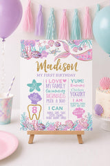 Mermaid Birthday Board, Under the Sea Party Decor (Digital Download)