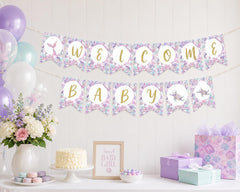Mermaid Baby Shower Banner, Editable Bunting (Digital Download)