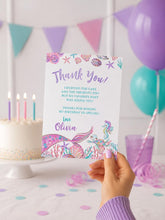 Editable Mermaid Thank You Cards, Under the Sea Party (Digital Download)