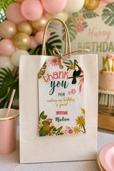 Tropical Birds Birthday Favor Tags, Luau Thank You (INSTANT DOWNLOAD)
