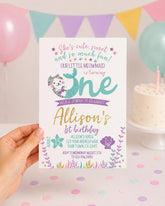 Meowmaid 1st Birthday Invitation, Editable Cat Mermaid (Instant Download)