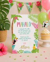 Luau Thank You Cards, Editable Hawaiian Birthday (Instant Download)