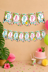 Luau Birthday Banner, Editable Tropical Printable (Instant Download)