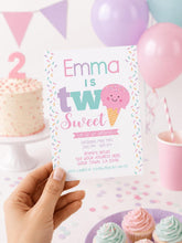 Ice Cream 2nd Birthday Invitation, Two Sweet Party (Digital Invite)