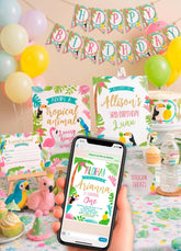 Luau Birthday Party Bundle: Editable Invitation, Signs, Toppers (Instant Download)