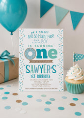 Donut Boy 1st Birthday Invitation, Editable Digital Invite