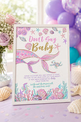 Mermaid Baby Shower Game, Don't Say Baby Sign (Instant Download)