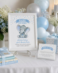 Elephant Baby Shower Books for Baby Sign (Instant Download)