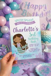 Editable Mermaid Birthday Invitation, Under the Sea Party (Digital Invitation)