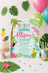 Editable Luau Birthday Invitation, Tropical Beach Party (Instant Download)
