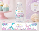 Mermaid Baby Shower Water Bottle Label, Editable Template (Digital Item)